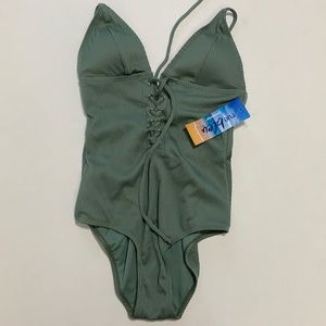 One piece bikini lace up